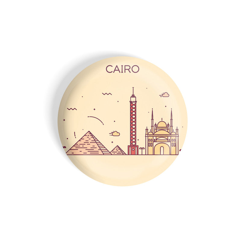 dhcrafts Round Fridge Magnet Brown Color Cairo Glossy Finish Design Pack of 1 (58 mm)